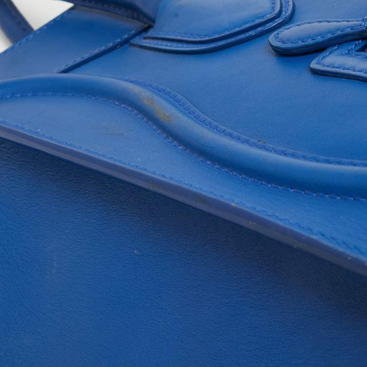 Pre Owned Celine Blue Leather Mini Luggage Tote