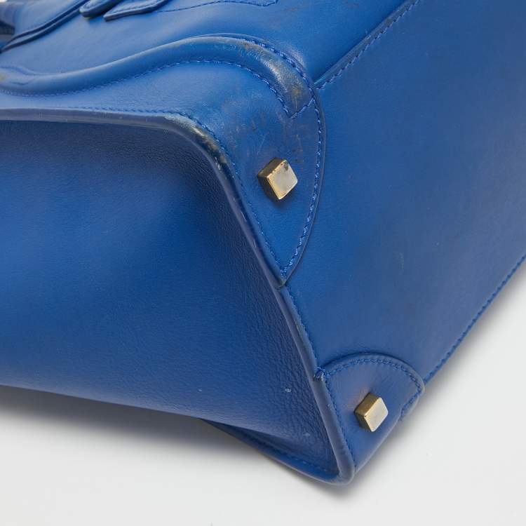 Pre Owned Celine Blue Leather Mini Luggage Tote