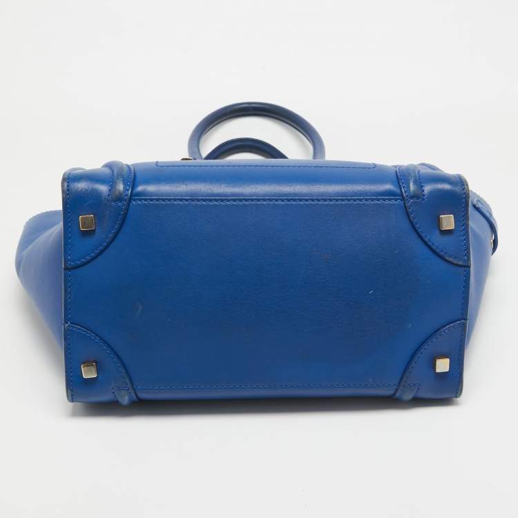 Pre Owned Celine Blue Leather Mini Luggage Tote
