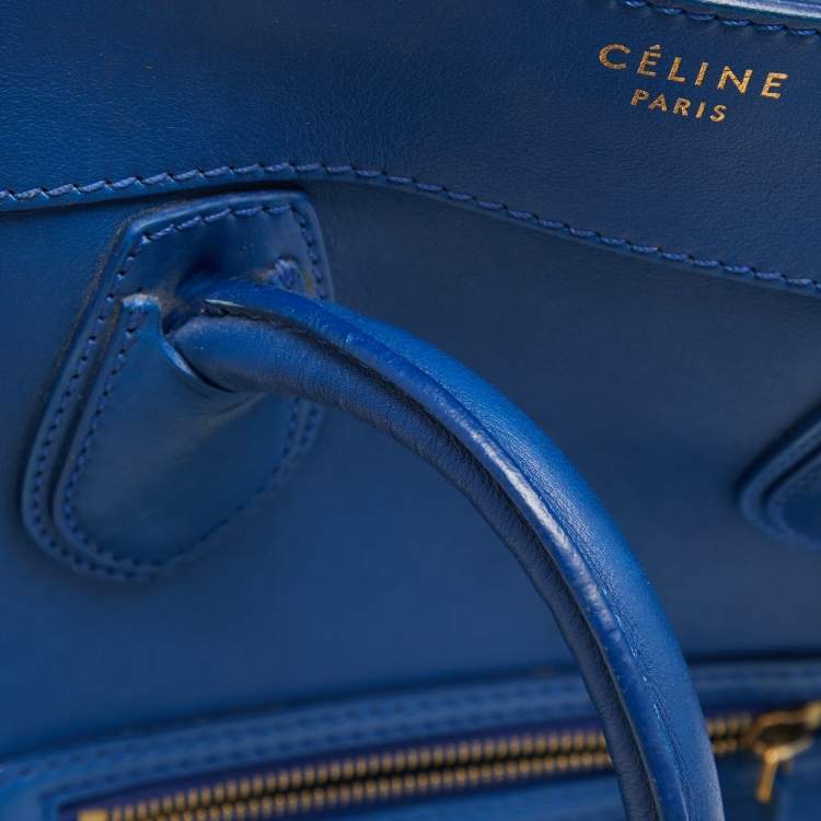 Pre Owned Celine Blue Leather Mini Luggage Tote