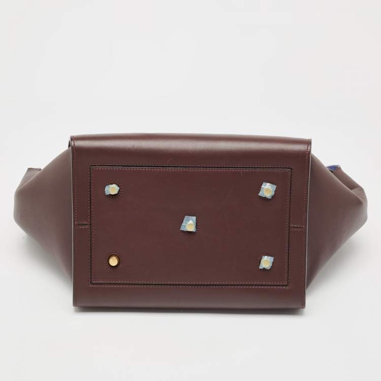 Pre Owned Celine Burgundy Leather Small Tie Tote