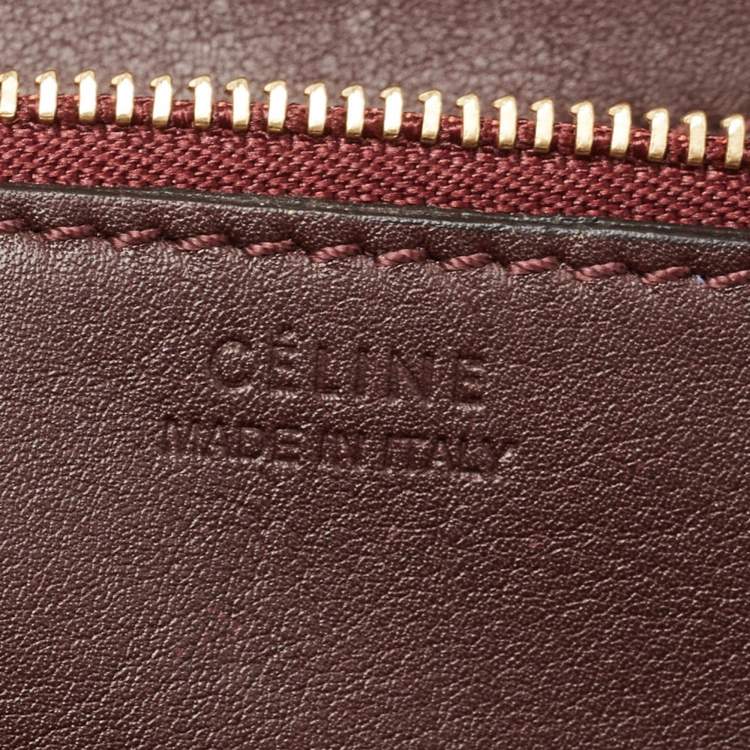 Pre Owned Celine Burgundy Leather Small Tie Tote