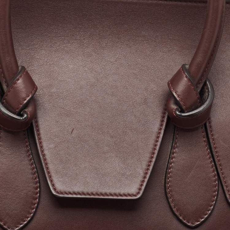 Pre Owned Celine Burgundy Leather Small Tie Tote