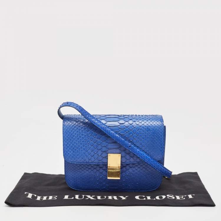 Pre Owned Celine Blue Python Medium Classic Box Bag