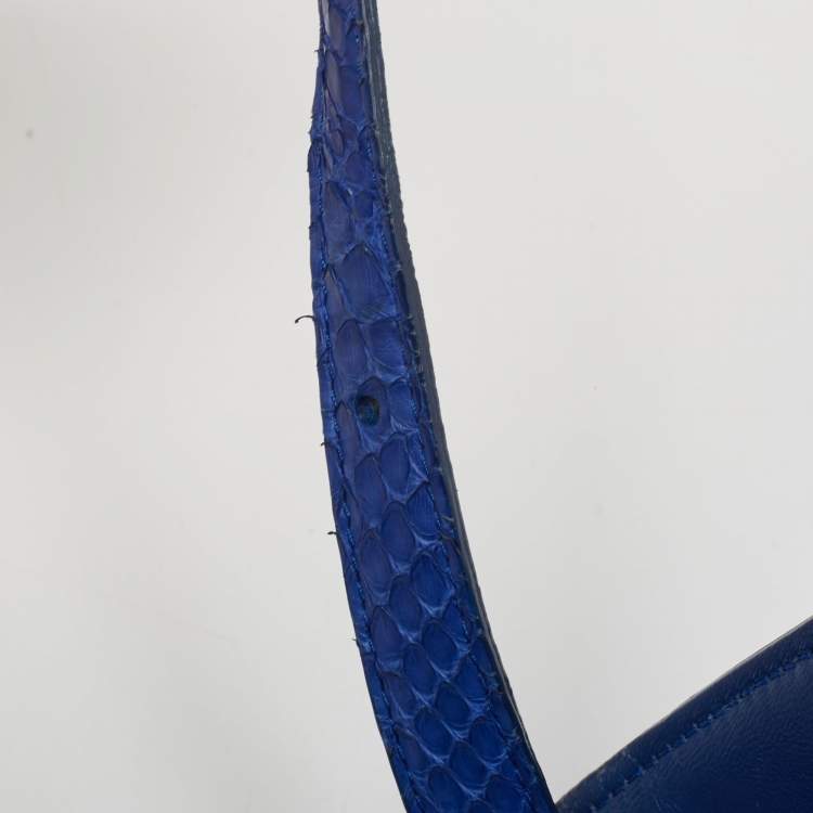 Pre Owned Celine Blue Python Medium Classic Box Bag