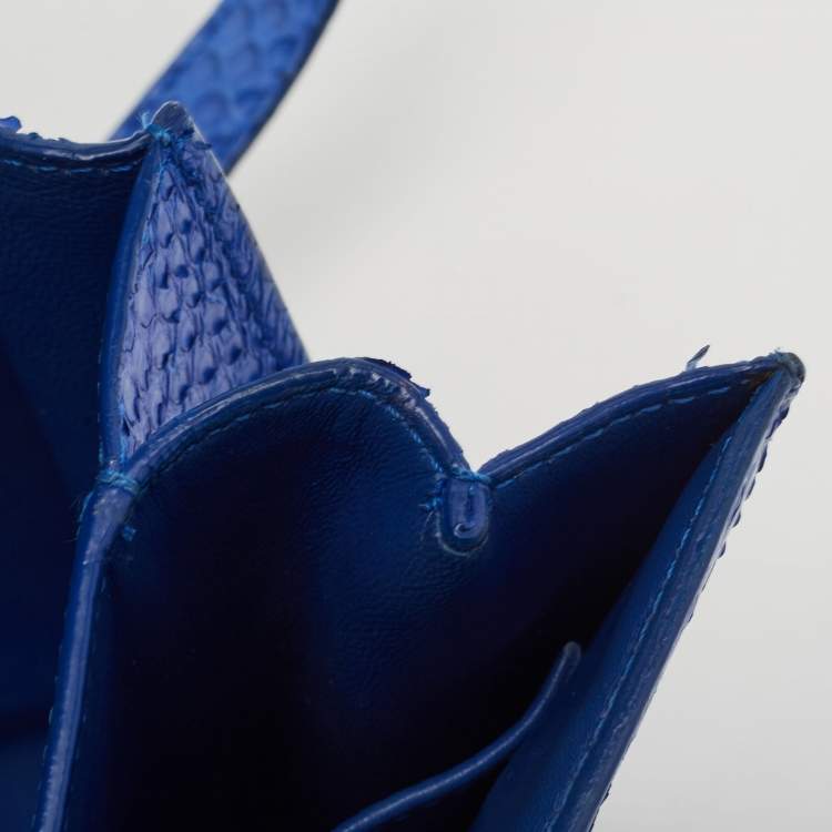 Pre Owned Celine Blue Python Medium Classic Box Bag