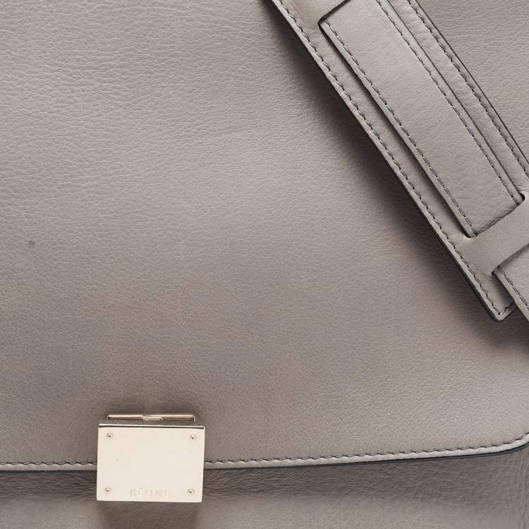 Pre Owned Celine Grey Leather and Suede Medium Trapeze Bag