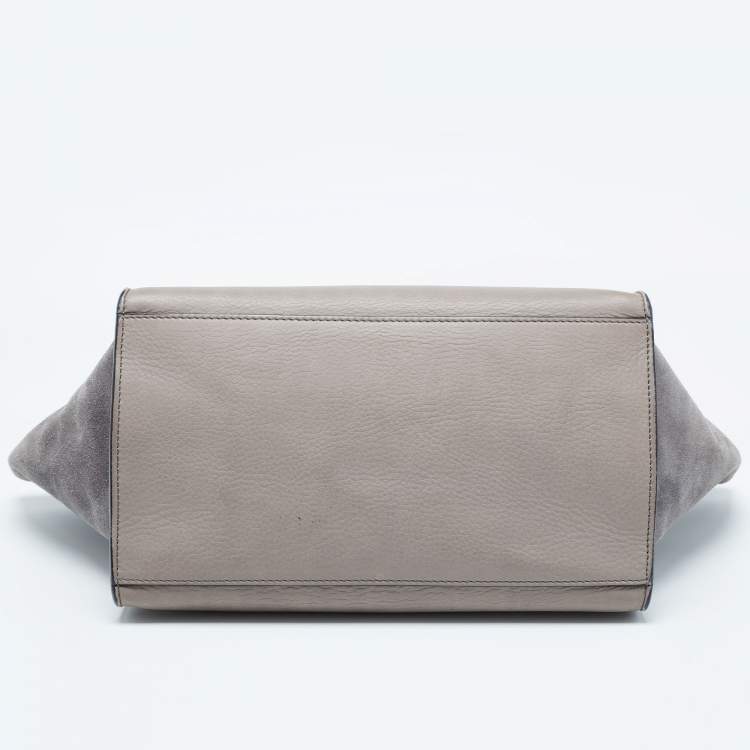 Pre Owned Celine Grey Leather and Suede Medium Trapeze Bag