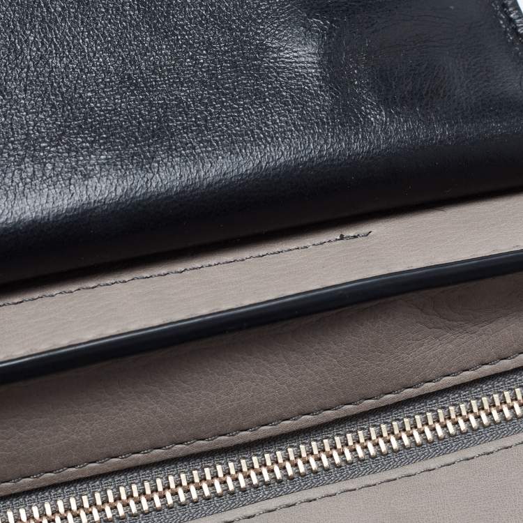 Pre Owned Celine Grey Leather and Suede Medium Trapeze Bag