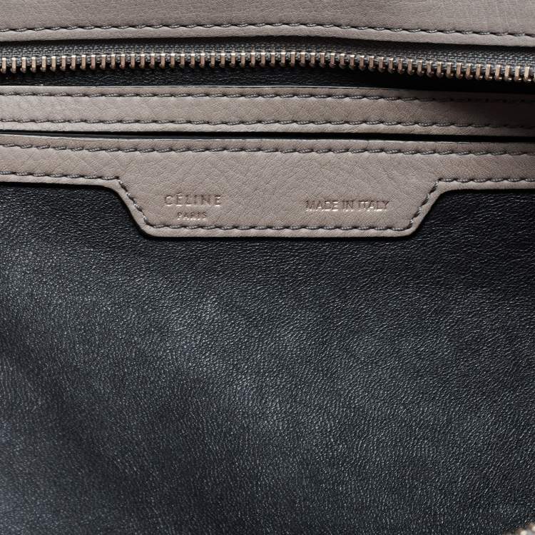 Pre Owned Celine Grey Leather and Suede Medium Trapeze Bag