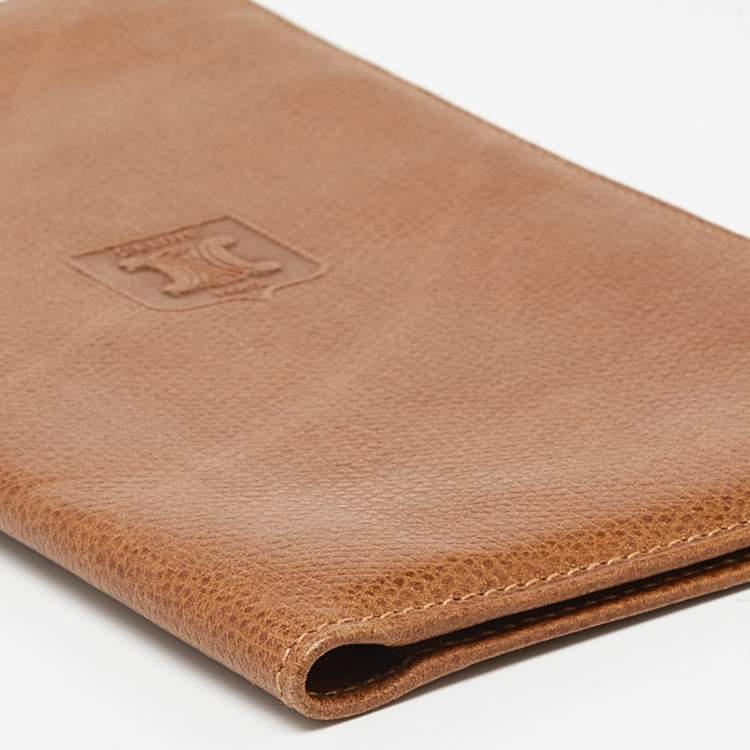 Pre Owned Celine Brown Leather Cheque Book Holder