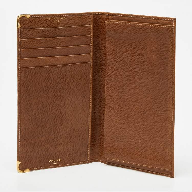 Pre Owned Celine Brown Leather Cheque Book Holder