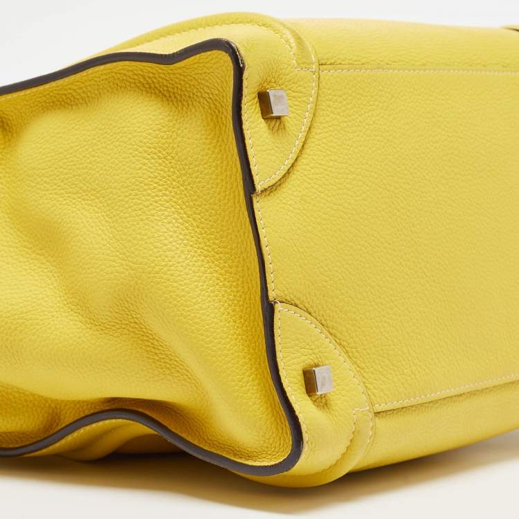 Pre Owned Celine Yellow Leather Mini Luggage Tote