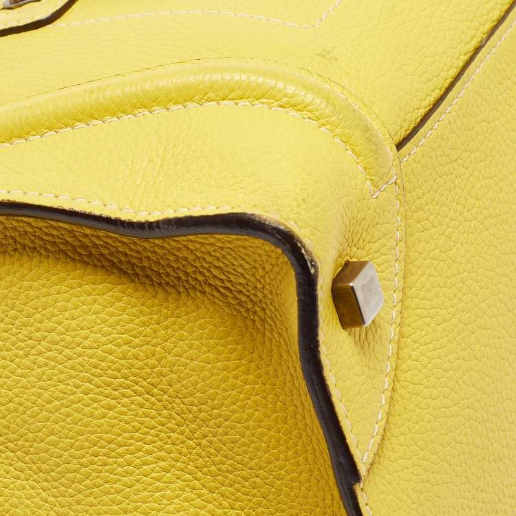 Pre Owned Celine Yellow Leather Mini Luggage Tote