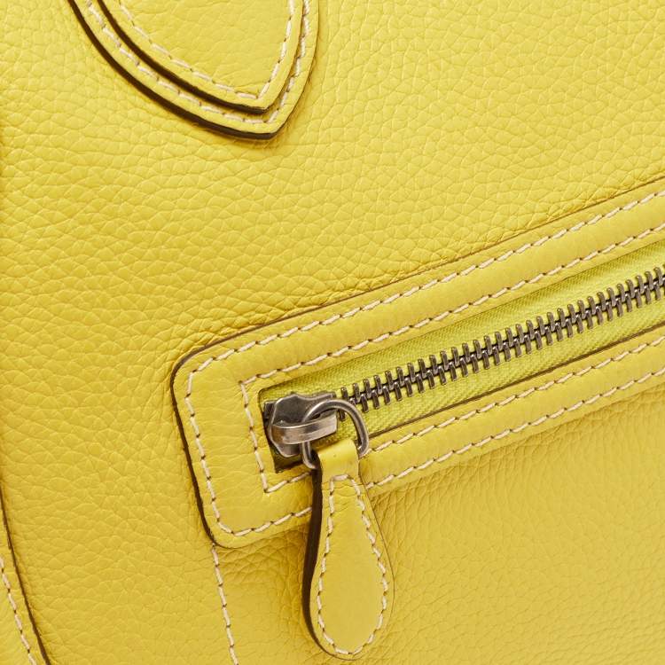 Pre Owned Celine Yellow Leather Mini Luggage Tote