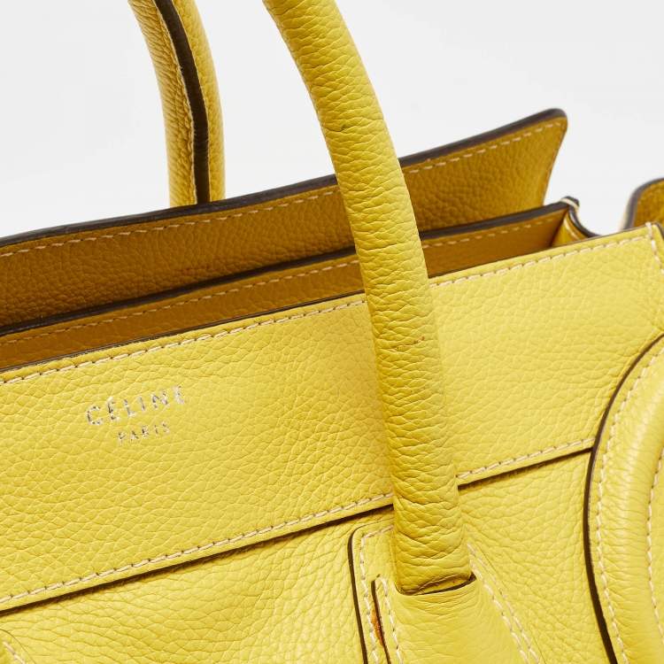 Pre Owned Celine Yellow Leather Mini Luggage Tote
