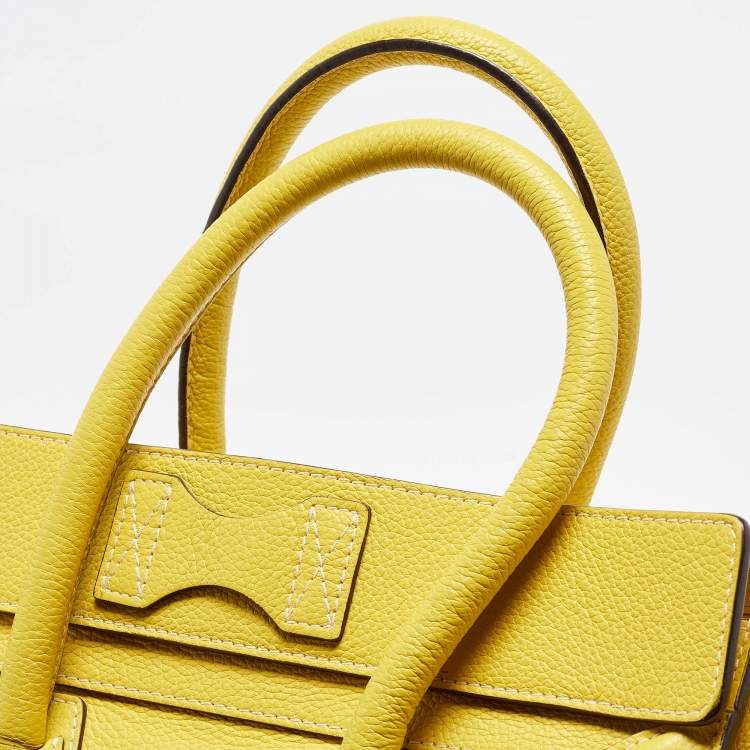 Pre Owned Celine Yellow Leather Mini Luggage Tote