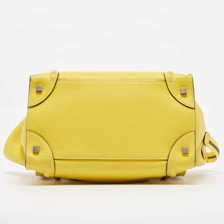 Pre Owned Celine Yellow Leather Mini Luggage Tote