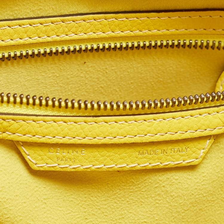 Pre Owned Celine Yellow Leather Mini Luggage Tote