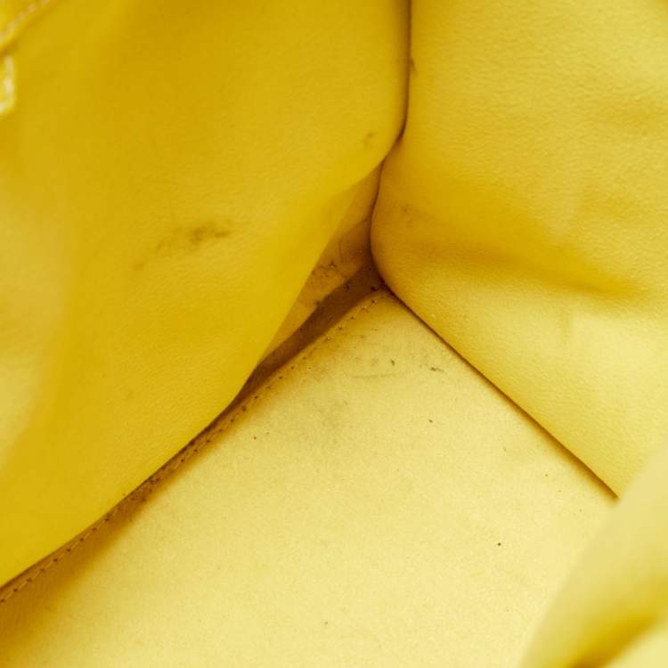 Pre Owned Celine Yellow Leather Mini Luggage Tote