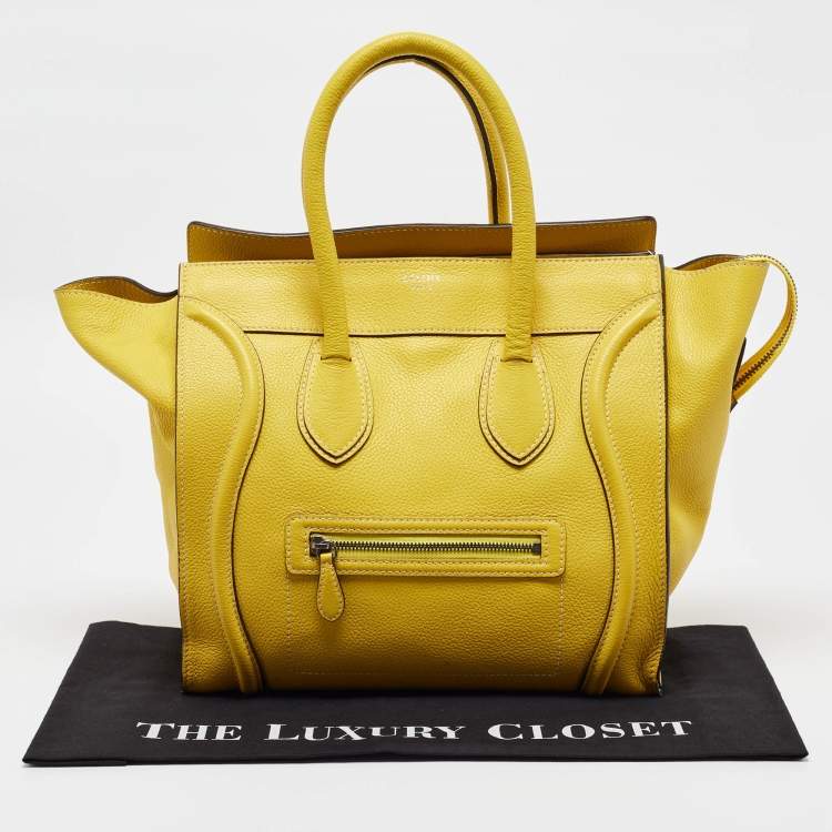 Pre Owned Celine Yellow Leather Mini Luggage Tote