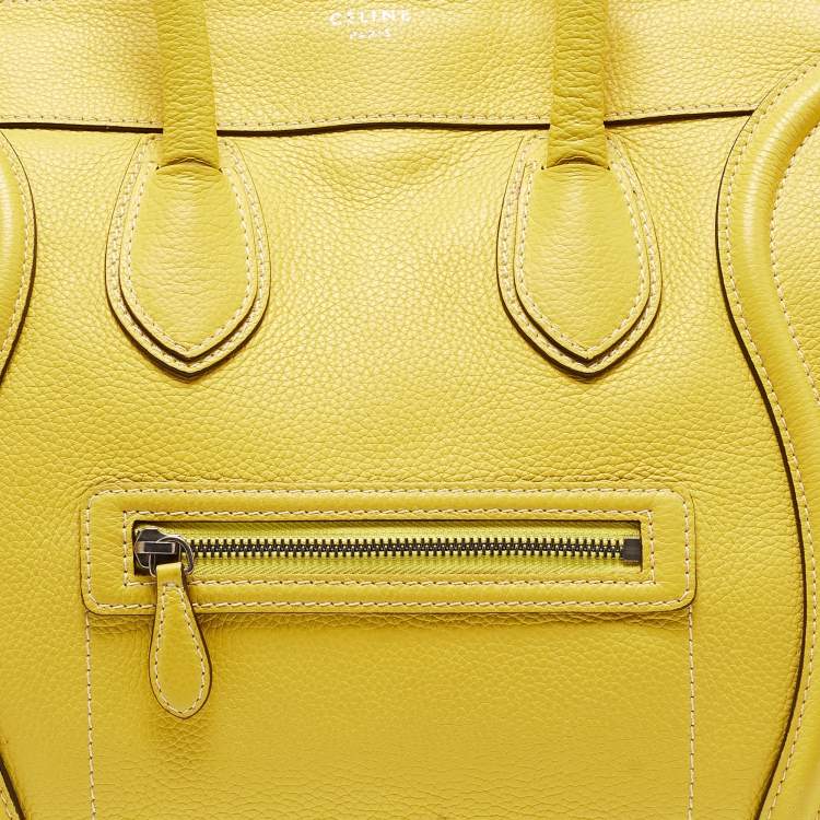 Pre Owned Celine Yellow Leather Mini Luggage Tote