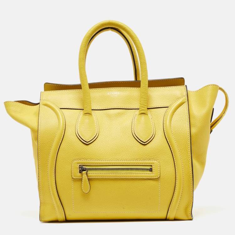 Pre Owned Celine Yellow Leather Mini Luggage Tote