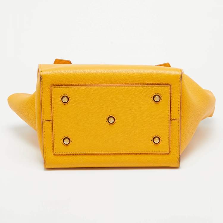 Pre Owned Celine Yellow Leather Small Tie Tote w/Pouch