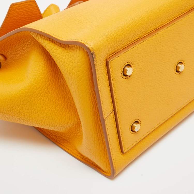 Pre Owned Celine Yellow Leather Small Tie Tote w/Pouch