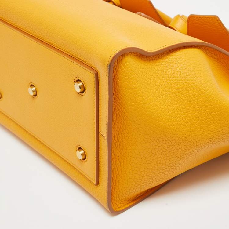 Pre Owned Celine Yellow Leather Small Tie Tote w/Pouch