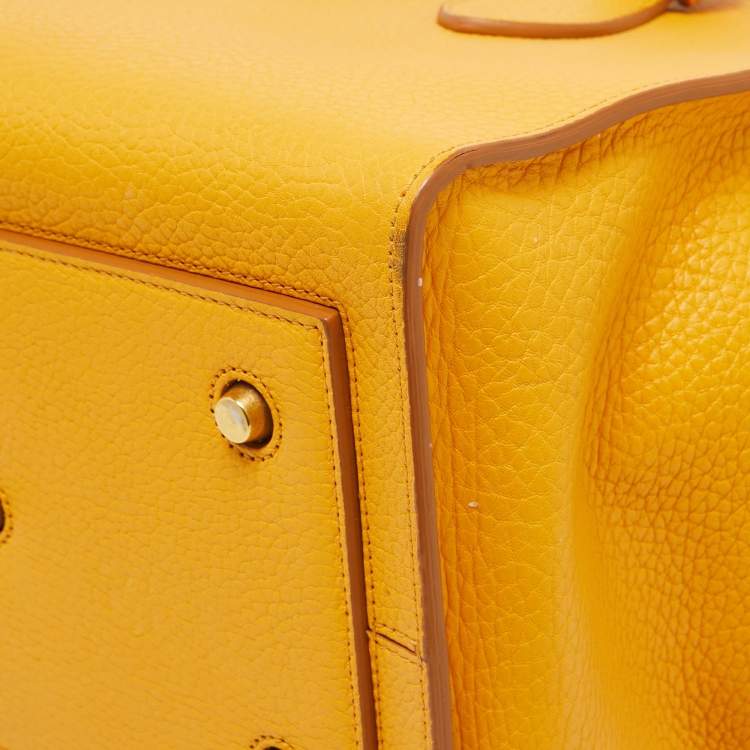 Pre Owned Celine Yellow Leather Small Tie Tote w/Pouch