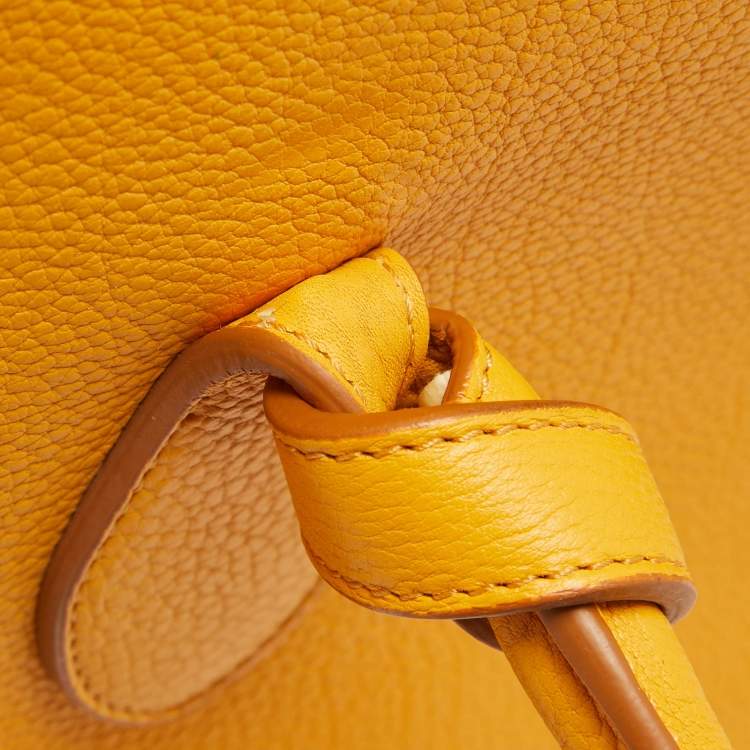 Pre Owned Celine Yellow Leather Small Tie Tote w/Pouch