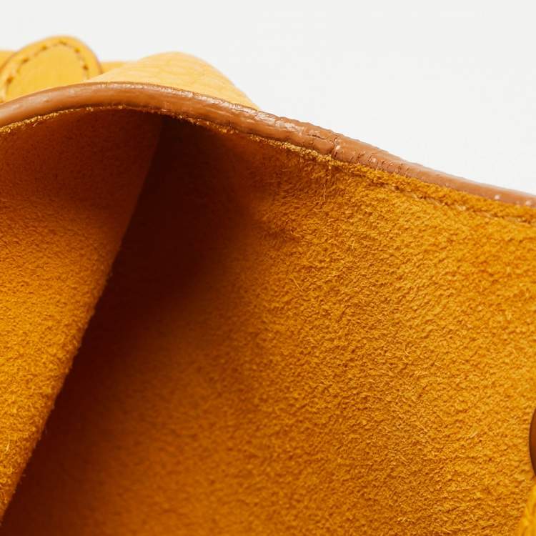 Pre Owned Celine Yellow Leather Small Tie Tote w/Pouch