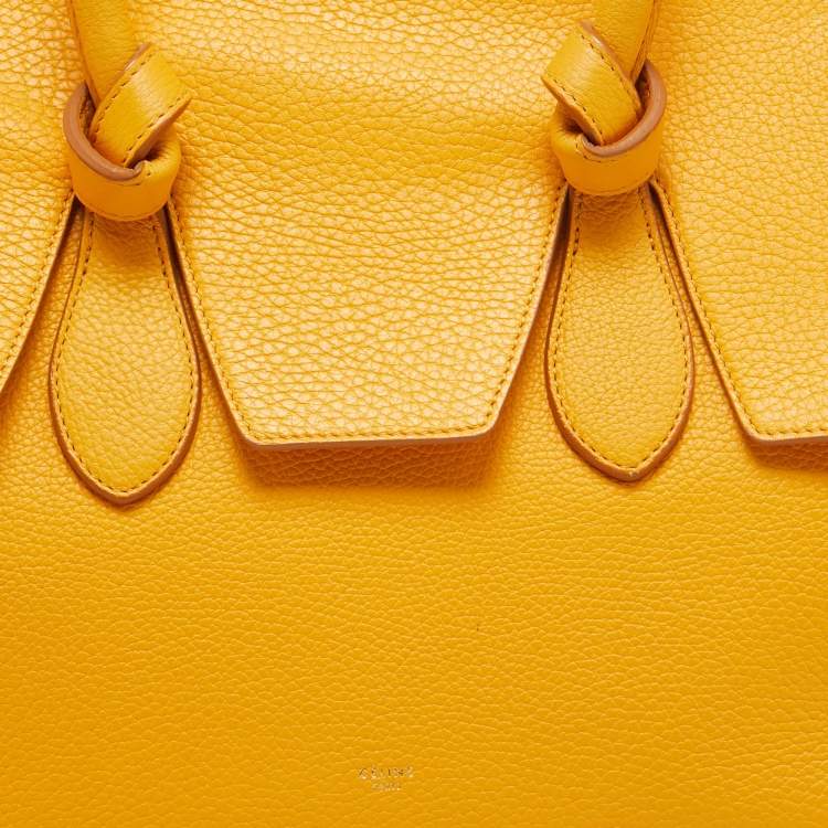 Pre Owned Celine Yellow Leather Small Tie Tote w/Pouch