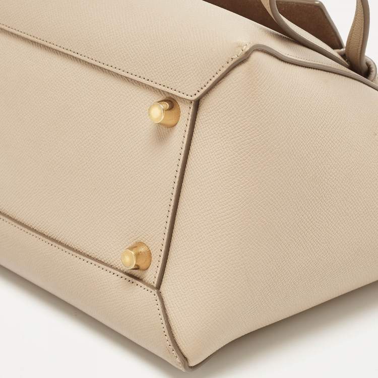 Pre Owned Celine Beige Leather Mini Belt Top Handle Bag