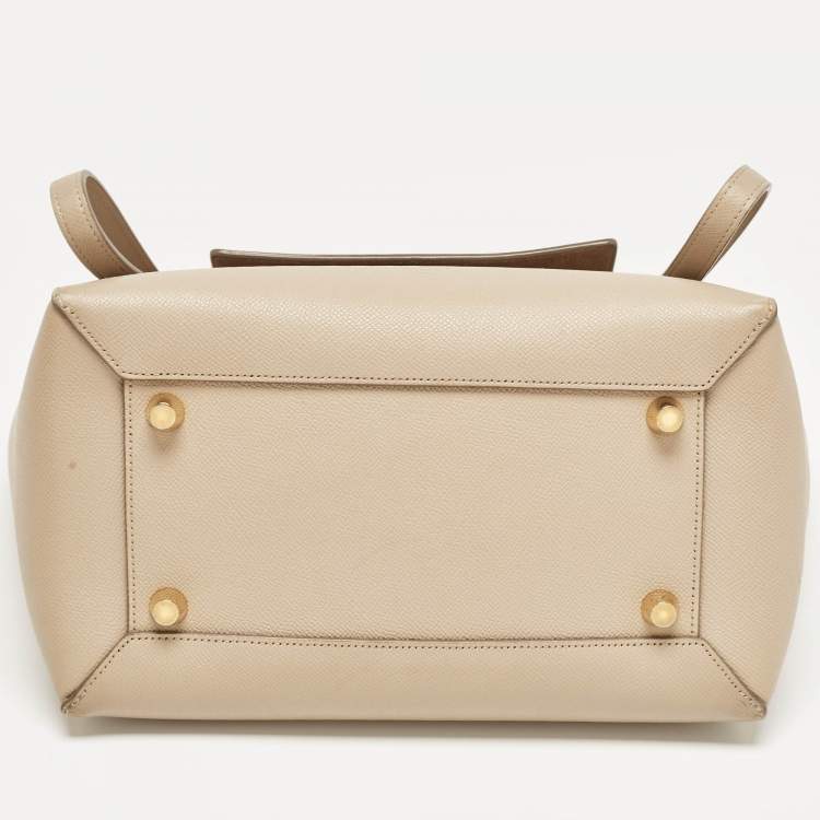 Pre Owned Celine Beige Leather Mini Belt Top Handle Bag