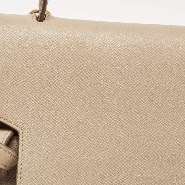 Pre Owned Celine Beige Leather Mini Belt Top Handle Bag