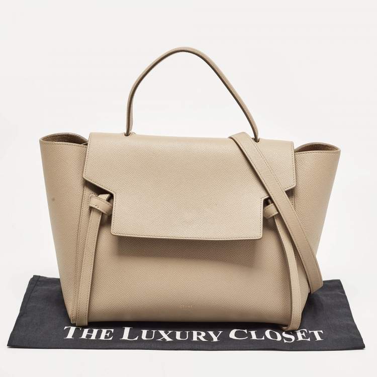 Pre Owned Celine Beige Leather Mini Belt Top Handle Bag