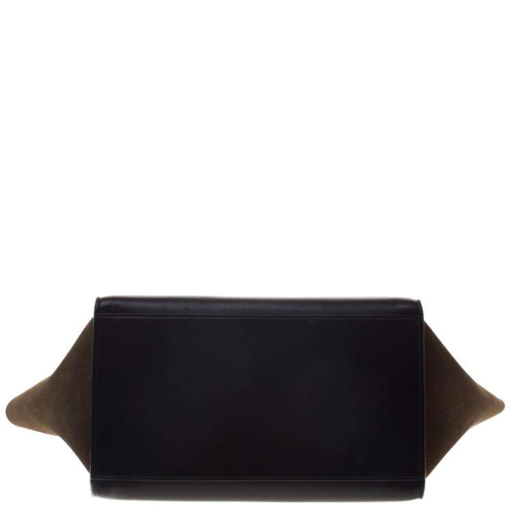 Pre Owned Celine Black/Brown Python/Leather and Suede Medium Trapeze Bag