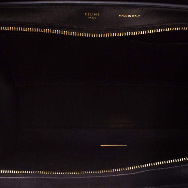 Pre Owned Celine Black/Brown Python/Leather and Suede Medium Trapeze Bag