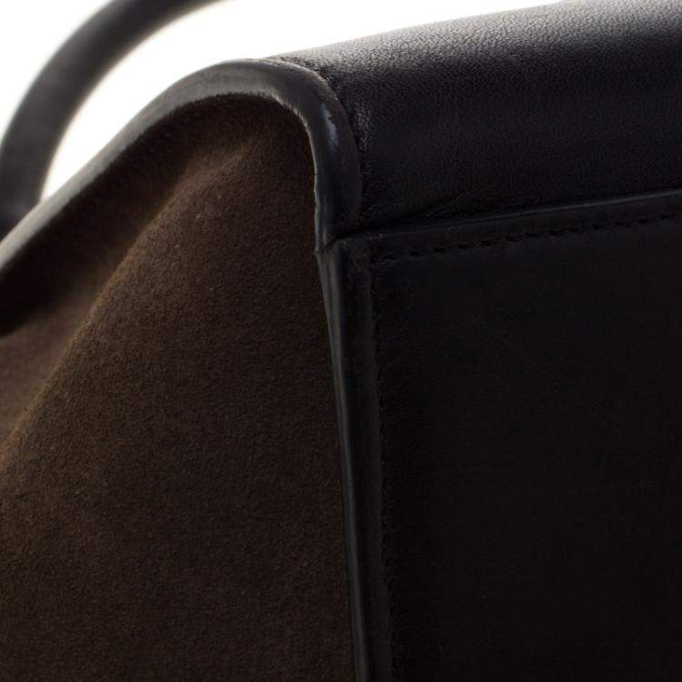 Pre Owned Celine Black/Brown Python/Leather and Suede Medium Trapeze Bag