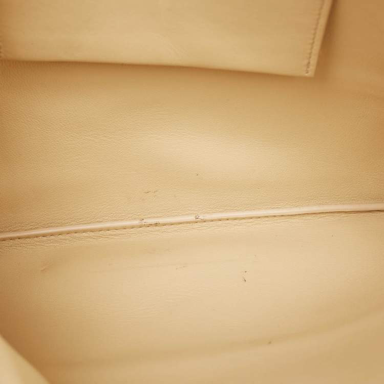 Pre Owned Celine Beige/Brown Leather Color Block Zip Pouch