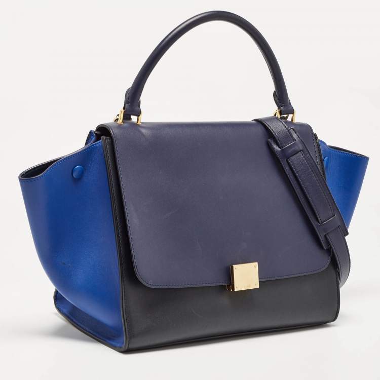 Pre Owned Celine Tri Color Leather Medium Trapeze Bag