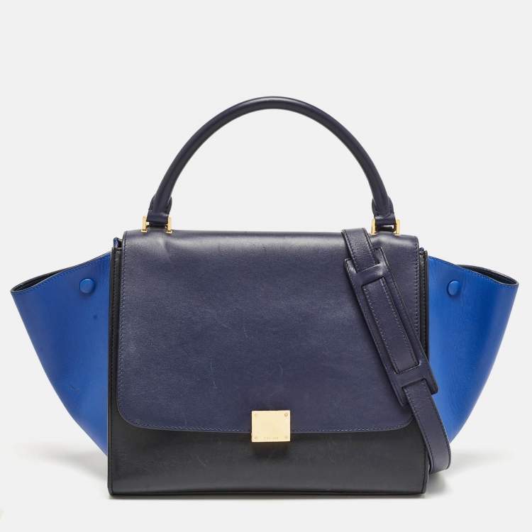 Pre Owned Celine Tri Color Leather Medium Trapeze Bag
