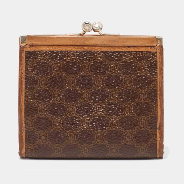 Pre Owned Celine Macadam Coated Canvas and Leather Triomphe Kisslock Wallet
