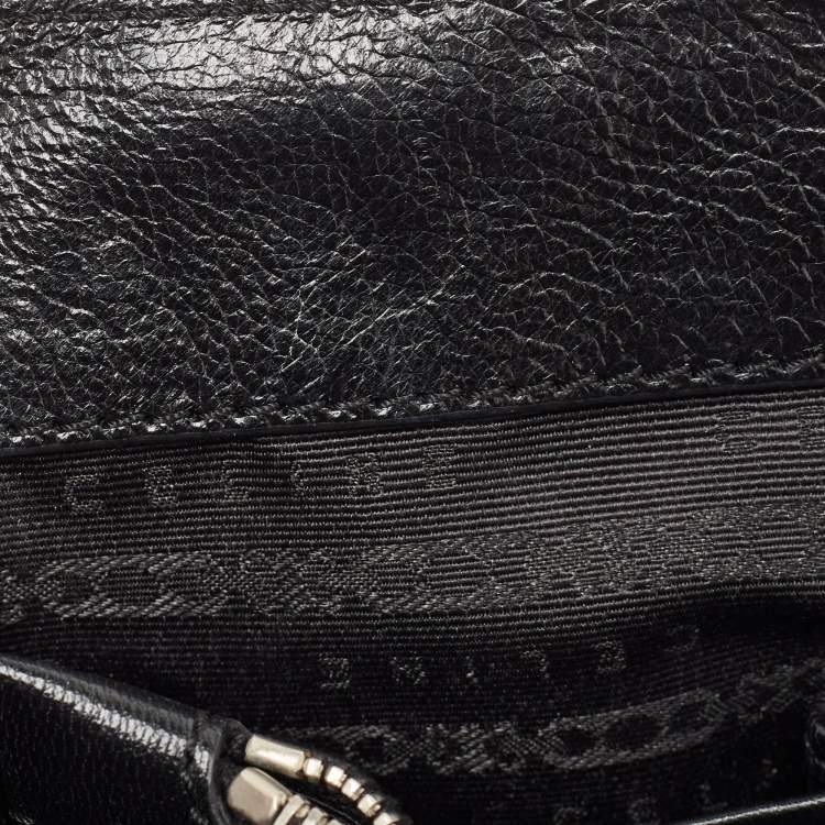 Pre Owned Celine Black/Brown Leopard Print Calf Hair and  Leather Boogie Satchel