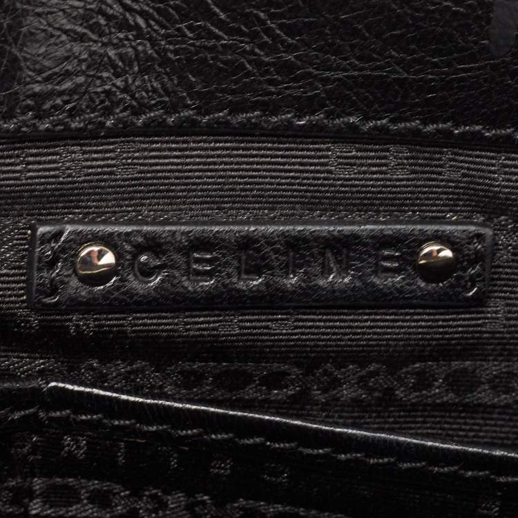 Pre Owned Celine Black/Brown Leopard Print Calf Hair and  Leather Boogie Satchel