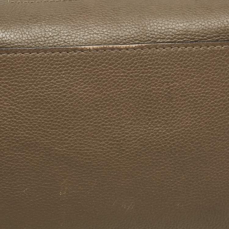 Pre Owned Celine Olive Green Leather Mini Luggage Tote