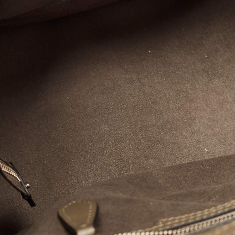 Pre Owned Celine Olive Green Leather Mini Luggage Tote