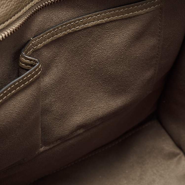 Pre Owned Celine Olive Green Leather Mini Luggage Tote